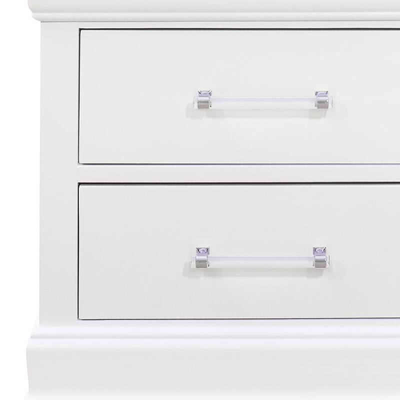 White Nightstand with LED Lighting and Spacious Drawers