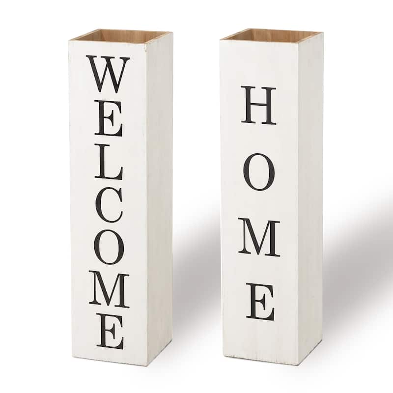 Glitzhome 30"H Rustic Welcome & Home or Welcome & Porch Double Sided Wooden Planter Sign Front Door Decor(2025 Quality-upgraded)