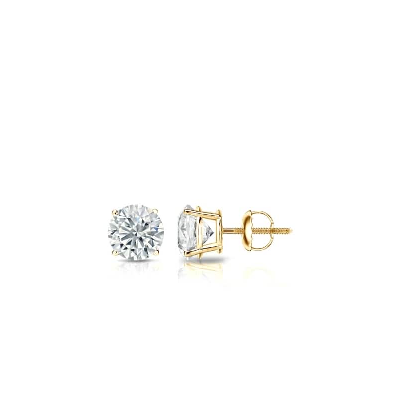 Auriya 14k Gold Lab Grown Round Diamond Stud Earrings 0.50 to 5.00 ct. tw. Screw-Back (F-G VS) - Yellow - 0.50 ct. tw.