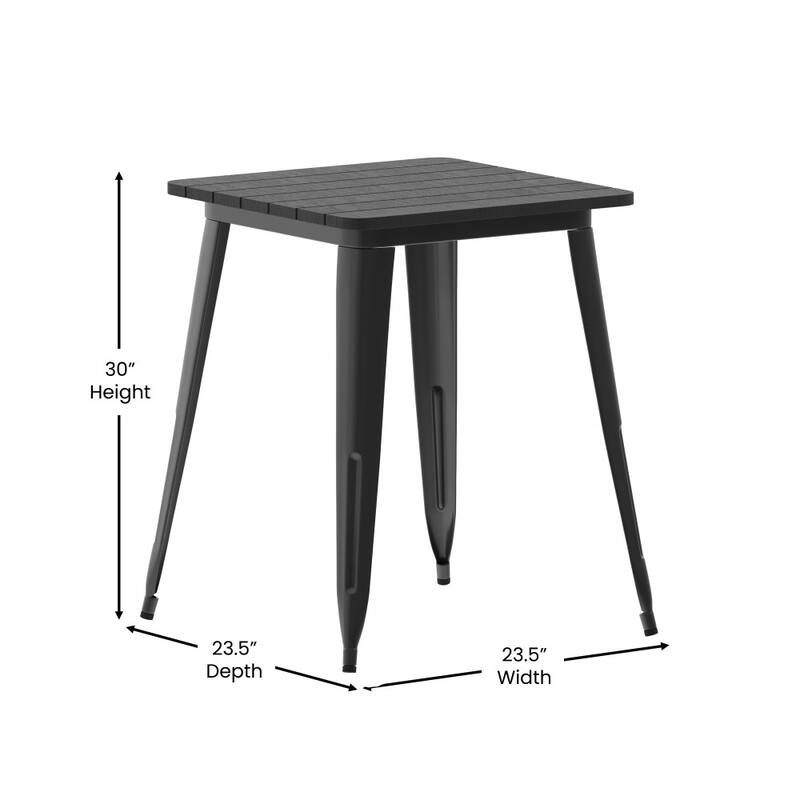 23.75" SQ Commercial Poly Resin Restaurant Table with Steel Frame - 23.5"W x 23.5"D x 30"H
