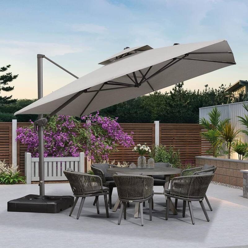 PURPLE LEAF Double Top Stylish Patio Cantilever Umbrella