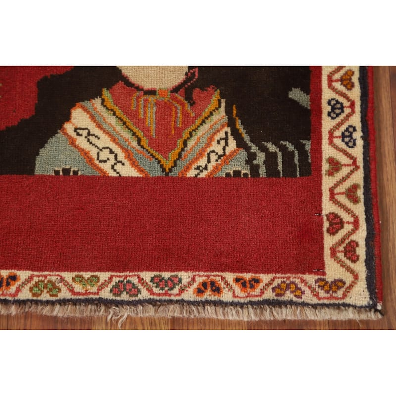Tribal Red Shiraz Persian Vintage Square Rug Handmade Wool Carpet - 1'11" x 1'11"