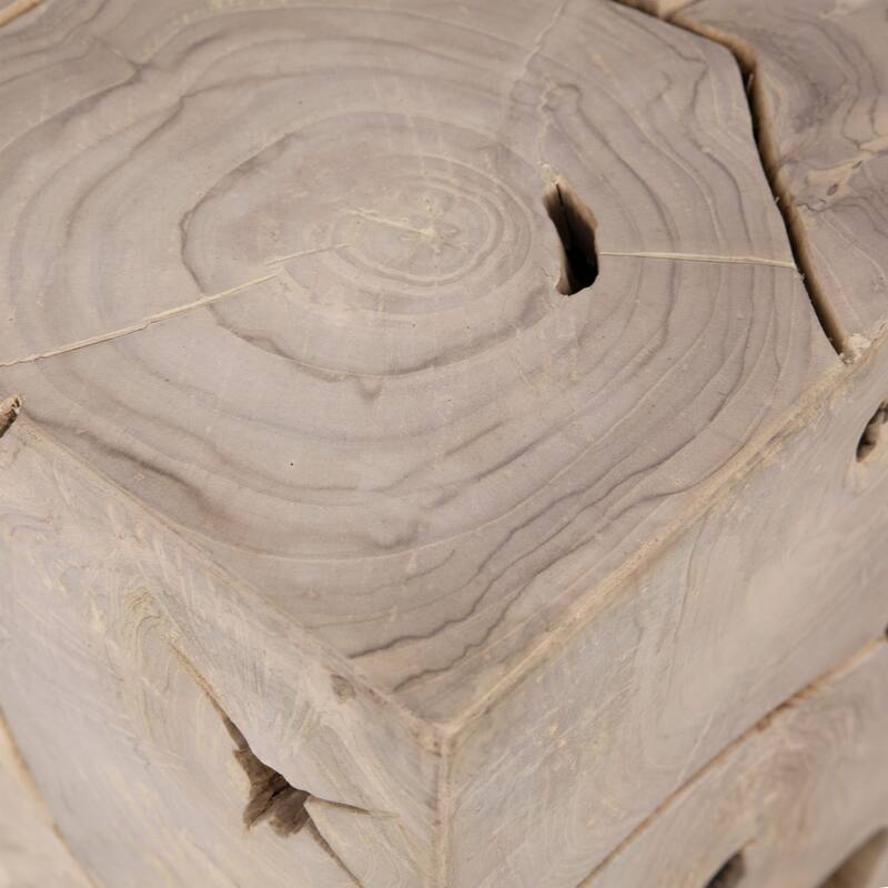 Scarlett Square Root Block Style End Table, Bleached Teak