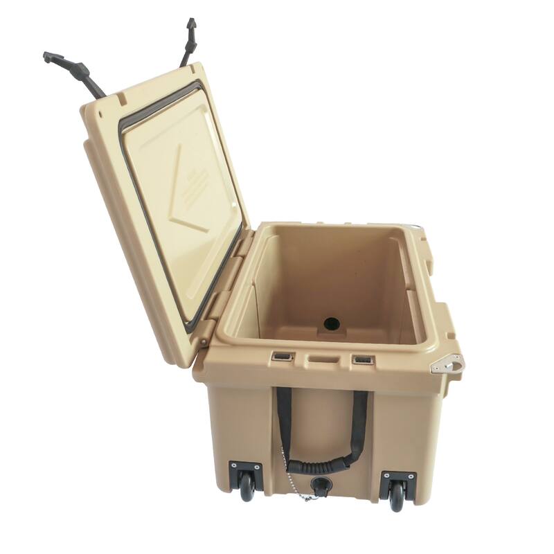 Camping Cooler Beach Cooler Portable Cooler Beverage Cooler with Rope Handles Non-Slip Rubber Pads Bottle Opener and Wheels