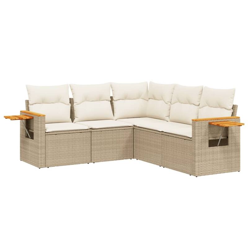vidaXL Patio Sofa Set with Cushions Outdoor Conversation Furniture Poly Rattan - 24.4 x 33.5 x 27.2 in