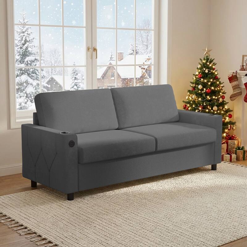 Mixoy Pull Out Sofa Bed,Sleeper Sofa Couch with Memory Foam Mattress,Cup Holder,USB,Pull Out Couch Bed