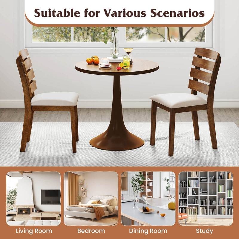 Costway Dining Chair Set of 2/4 Upholstered Kitchen Chair with Slatted