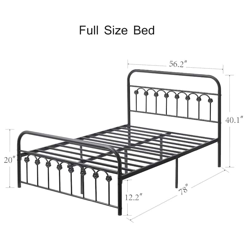 VECELO Industrial Metal Platform Bed Frame with Headboard Twin/Full/Queen/King Size Bed