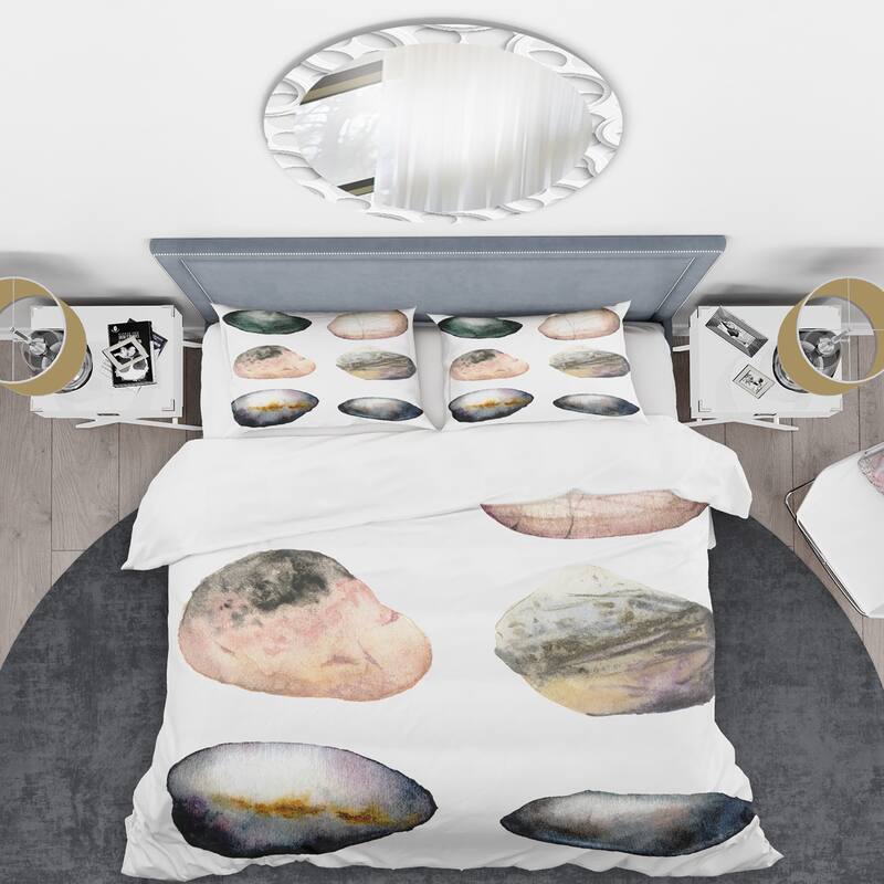 Designart 'Six Abstract Sea Stones' Nautical & Coastal Duvet Cover Set