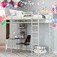 preview thumbnail 42 of 58, Twin Size Metal Loft Bed With 2 Shelves And 1 Desk,2 Built-in Ladders,Solid Construction