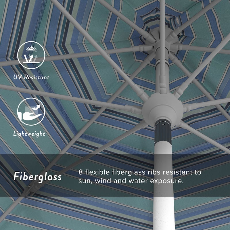 California Umbrella 11' Rd. Alum/Fiberglass Rib Patio Umb,Crank Lift/Collar Tilt, Dbl Wind Vent, White Finish, Sunbrella Fabric