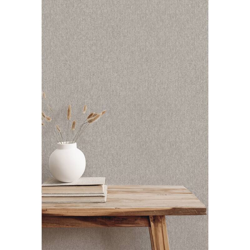 Herringbone Grey Tweed Wallpaper