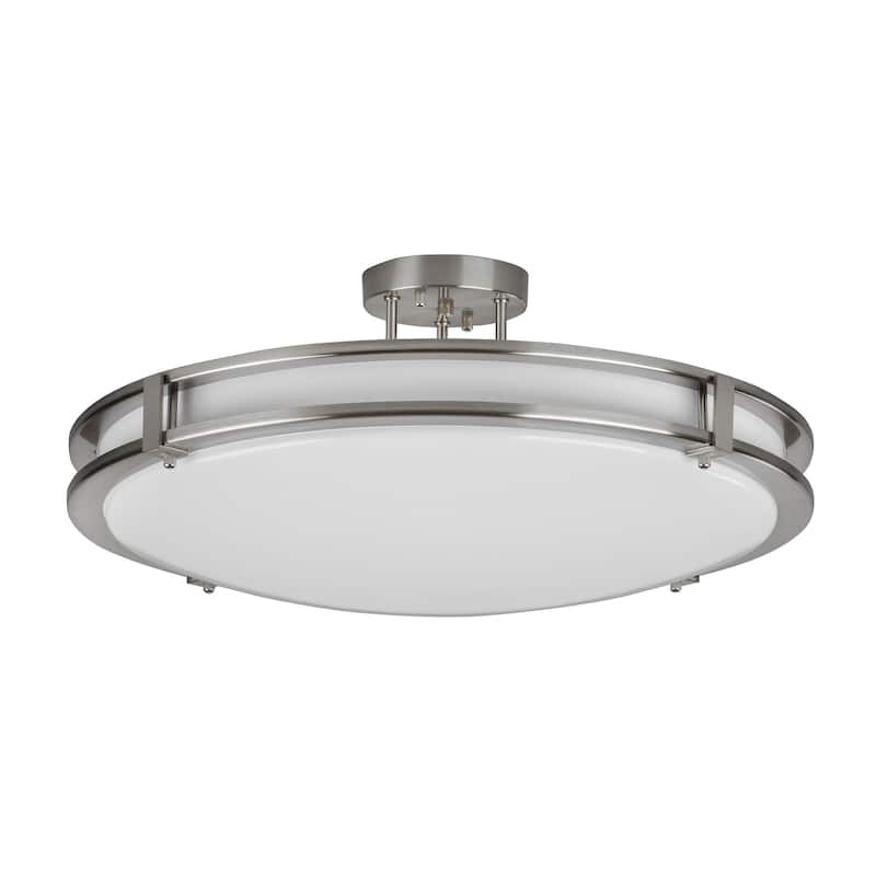 AFX Carlisle 12'' LED Semi-Flush Mount - Satin Nickel Finish - Satin Nickel, White