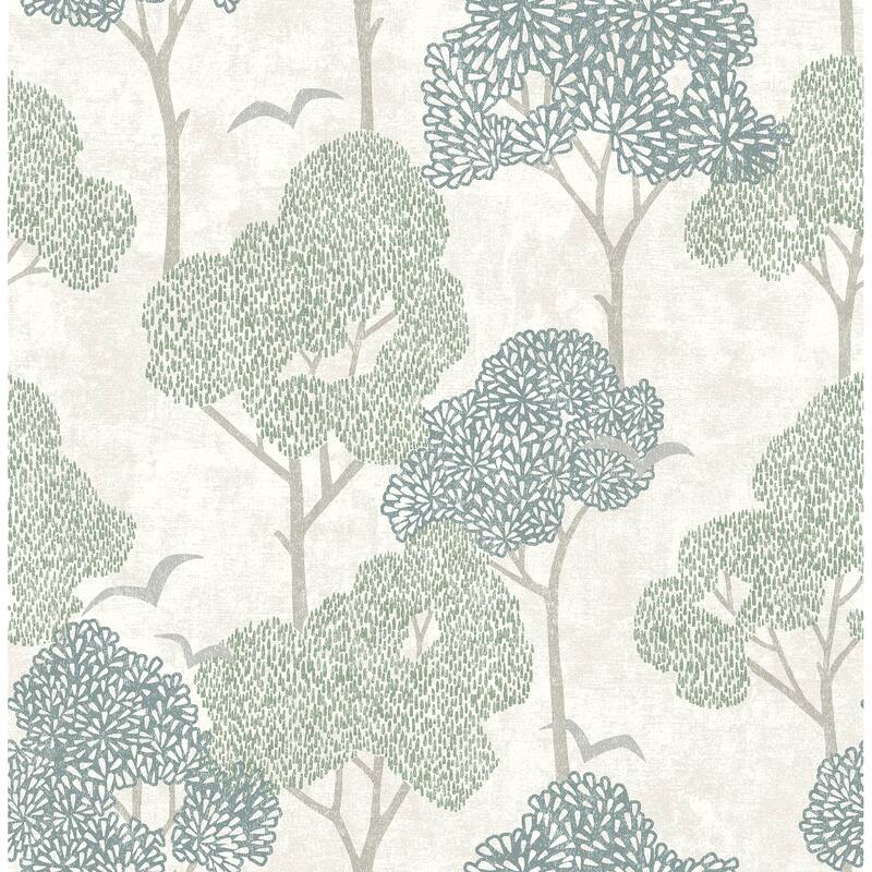 A-Street Prints Lykke Green Textured Tree Wallpaper