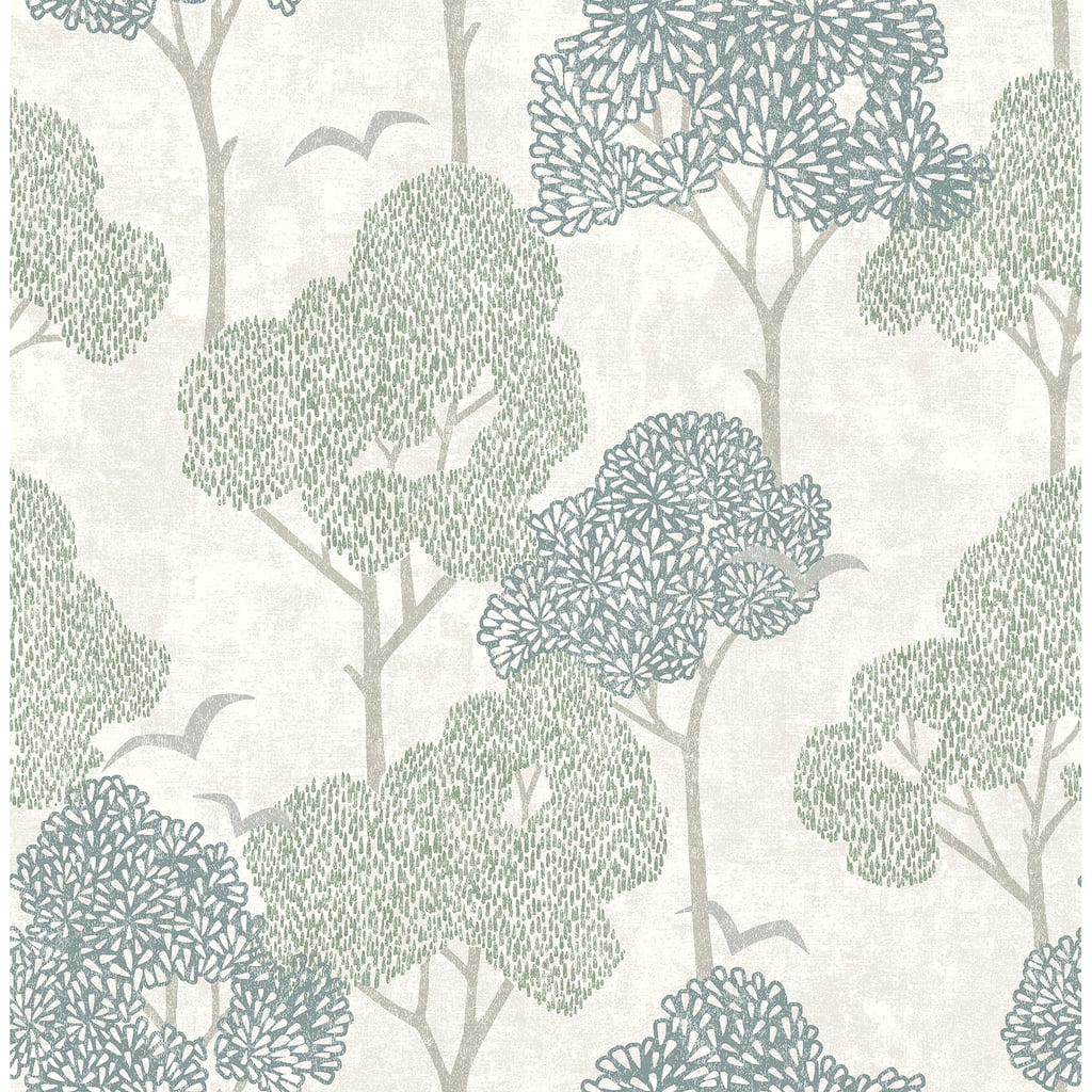 A-Street Prints Lykke Green Textured Tree Wallpaper