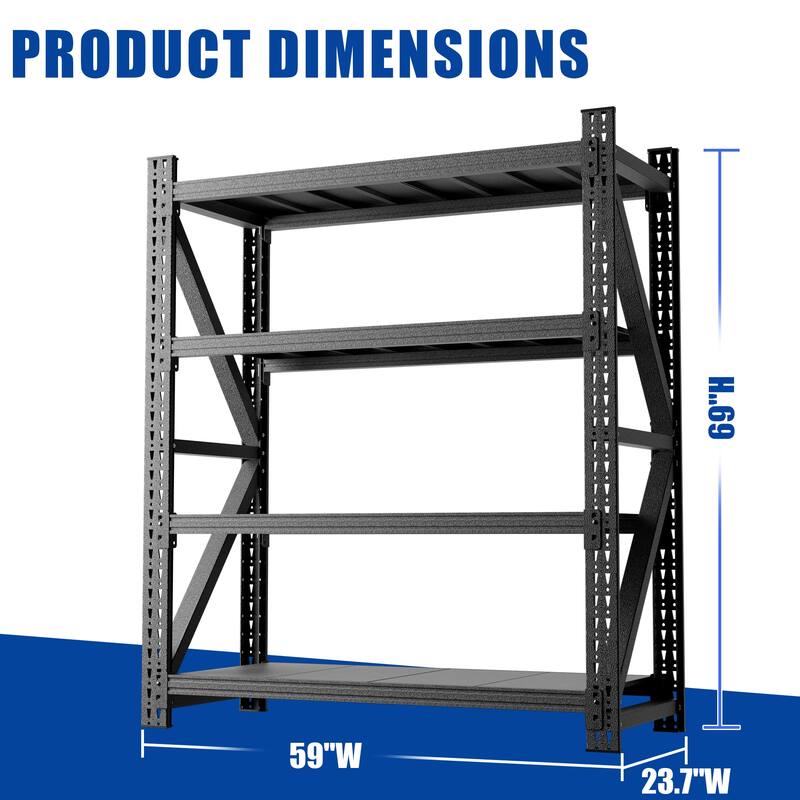 Heavy Duty Metal Adjustable Garage Shelves, 4000LBS Storage Rack Industrial Shelving Unit for Warehouse
