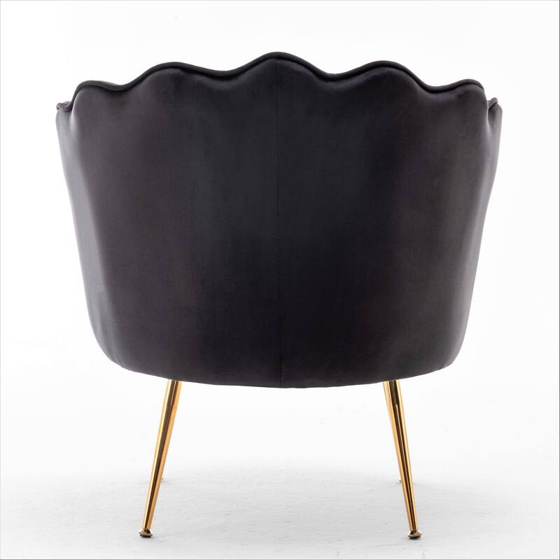 Cavett 28.3" Wide Velvet Barrel Chair with Gold Metal Legs