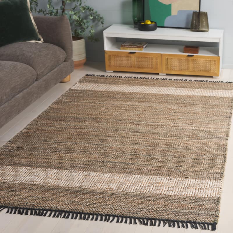 SAFAVIEH Handmade Cape Matsje Cod Denim & Jute Rug - 8' x 10' - Green/Beige