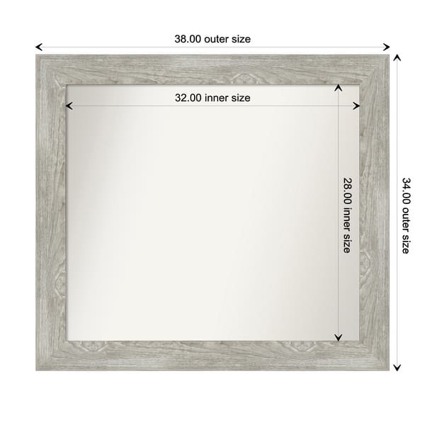 dimension image slide 30 of 113, Dove Greywash Framed Non-Beveled Custom Wall Mirror, Bathroom Vanity Mirror
