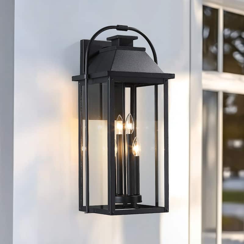 Brits Black Outdoor Wall Lantern Sconce Light - 27in-4 light sockets