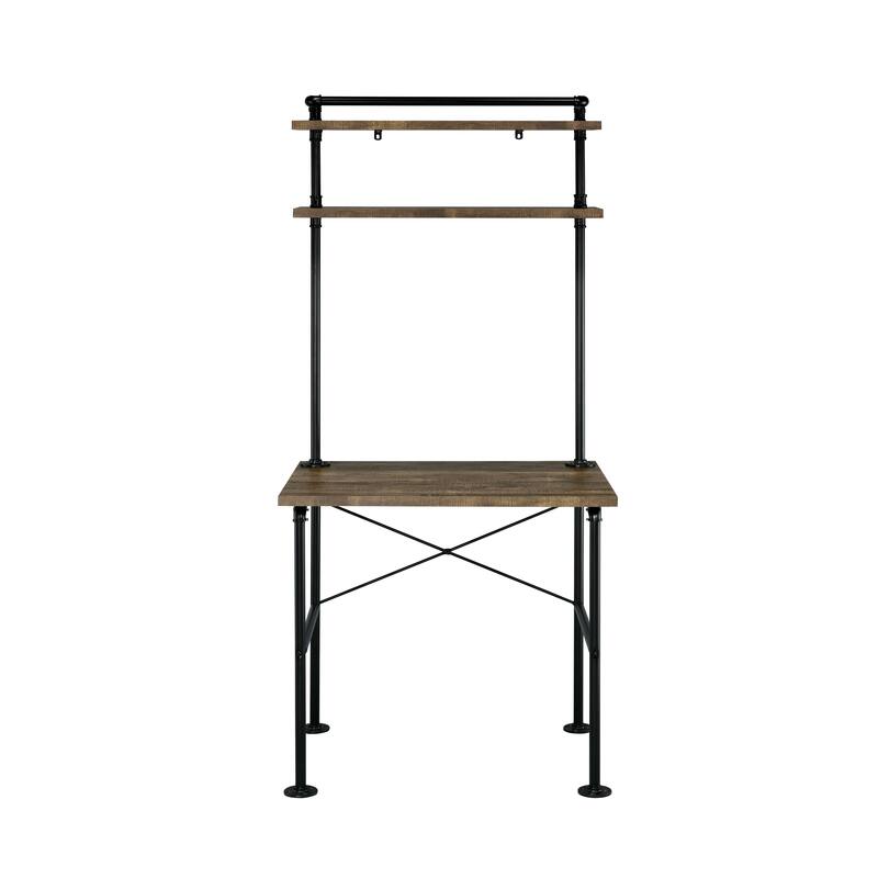 Ensata Rustic Oak & Black Finish Writing Desk - Black,Oak
