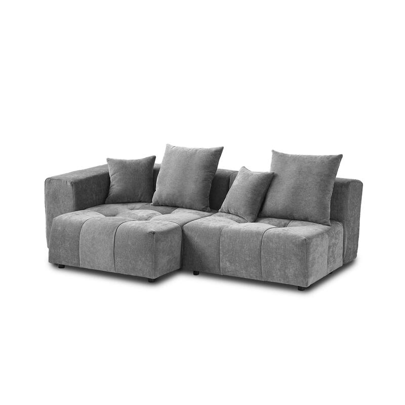 92.04" Linen Modular Sofa Chaise Sectional Sofa with Pillows