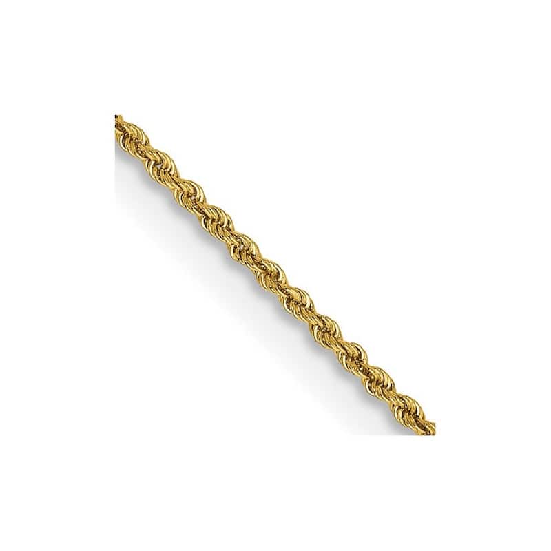 Curata 14k Yellow Gold Solid Lobster Claw Closure 1.75mm Handmade Regular Rope Chain Bracelet