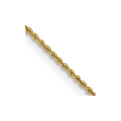 Curata Women's 14k Yellow Gold 1.75mm Handmade Regular Rope Chain Ankle Bracelet - 10 Inch