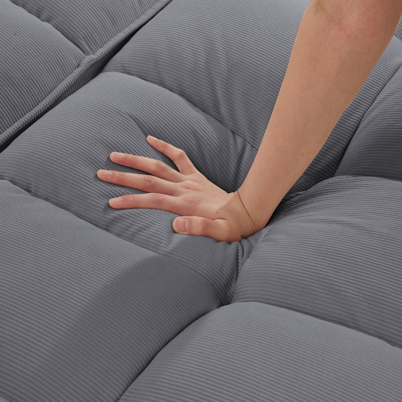 48.03" Pin Striped Fabric 3 in 1 Convertible 2 Seater Sleeper Sofa Bed