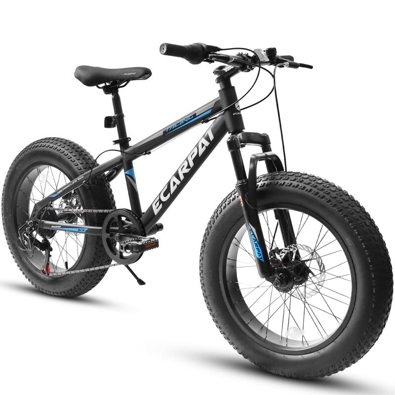 Adult/Youth Fat Tire Bike - Shimano Gears, Dual Disc Brakes, Front Suspension, Steel Frame, Commuter/Trail Use - 20