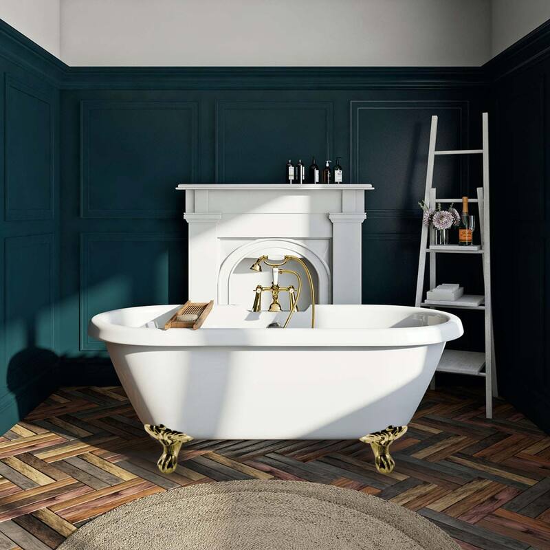 Aqua Eden 67-Inch Acrylic Oval Double Ended Clawfoot Tub