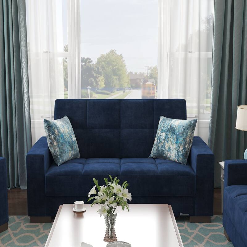 Collection Upholstered Convertible Loveseat With Storage