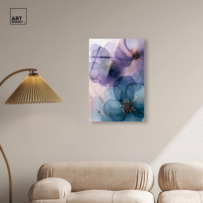 Gilded Cyanescence II Acrylic by Art Remedy, Ready to Hang