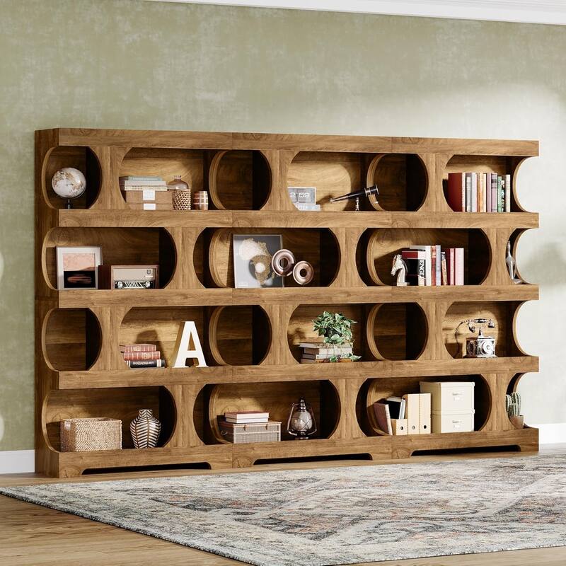 71” Tall Bookshelf, 4-Tier Wood Bookcase for Living Room