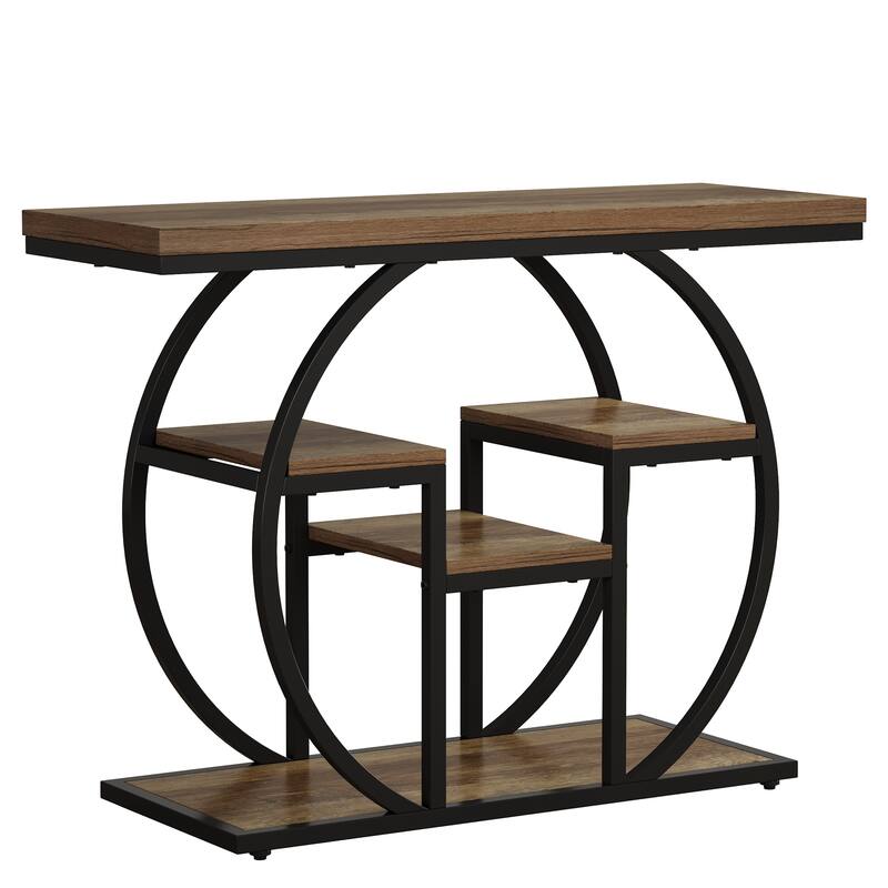 Entryway Console Sofa Table with Storage Shelves, Wood Accent Table for Entryway, Living Room, Hallway, Foyer