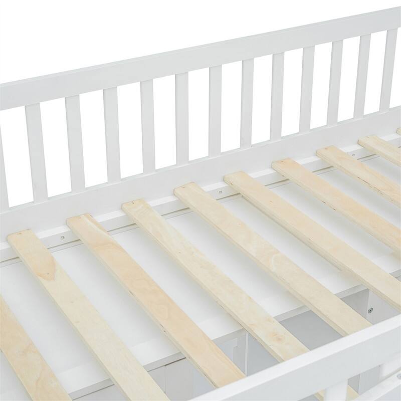 Solid Wood Loft Bed w/ Bulit-in Wardrobe, Hanging Rod & Storage Shelves, Twin/Full Size Playhouse Design Loft Bedframe w/ Window