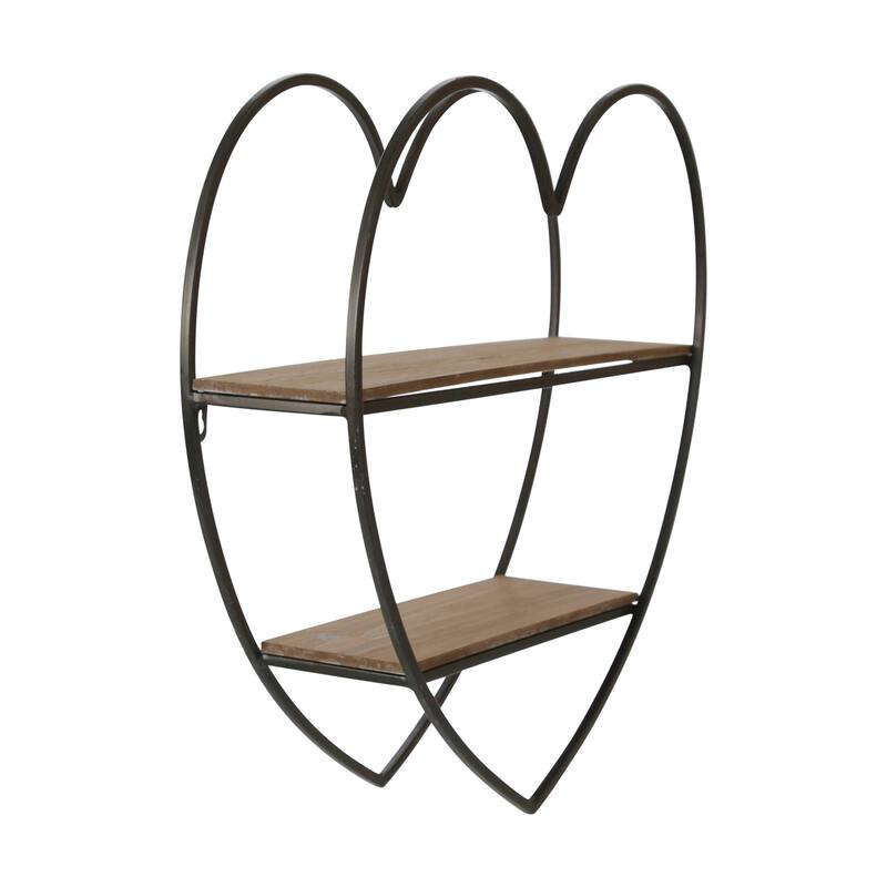 Sagebrook Home Two-tier Heart Shaped Metal Wall Shelf