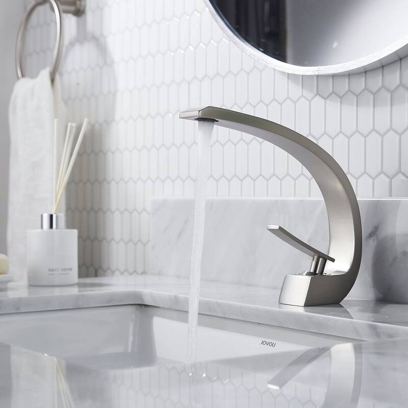 FORIOUS 41030 Single Hole Arch Bathroom Sink Vessel Faucet - Brushed Nickel