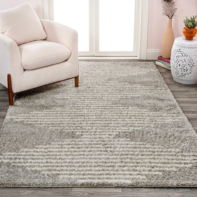 JONATHAN Y Arenal Diamond Stripe Geometric Shag Area Rug