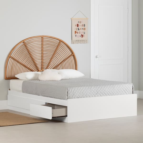 slide 2 of 11, South Shore Bloom Mates Bed and Headboard Set White and Natural