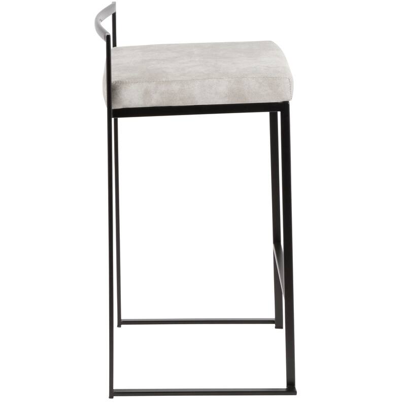 Porch & Den Forrest Black Stackable Fully Welded Counter Stool (Set of 3)