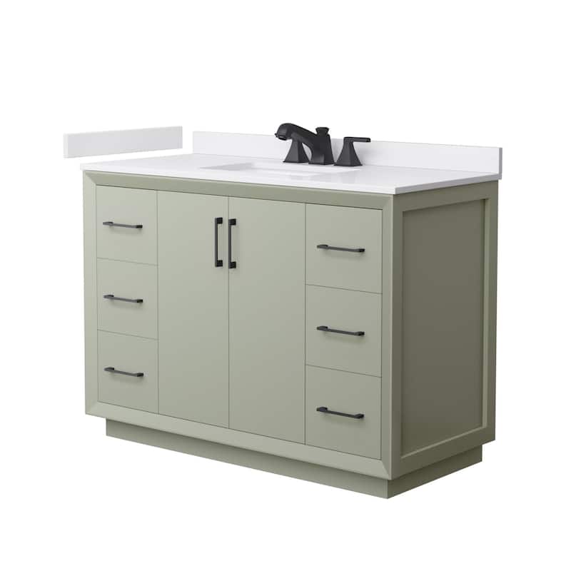 Wyndham Collection WCF4141-48S-VCA-US3MXX Strada 48" Free Standing - Light Green / White Cultured Marble Top / Matte