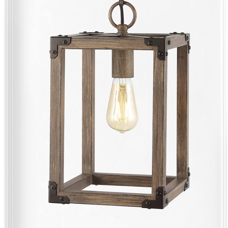 Turing 8.13" Adjustable Iron Rustic Farmhouse LED Pendant, Brown by JONATHAN Y - Brown
