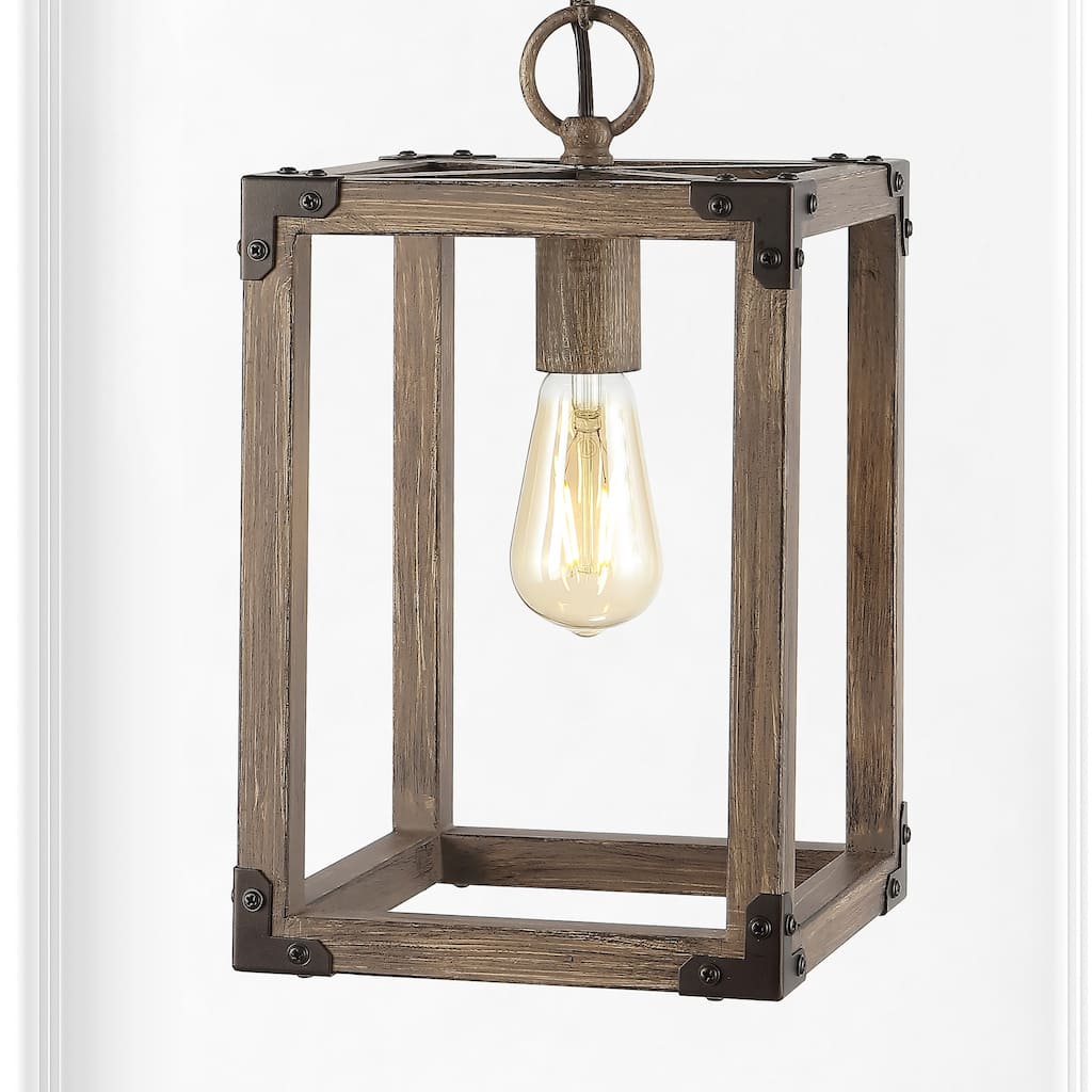 Turing 8.13" Adjustable Iron Rustic Farmhouse LED Pendant, Brown by JONATHAN Y