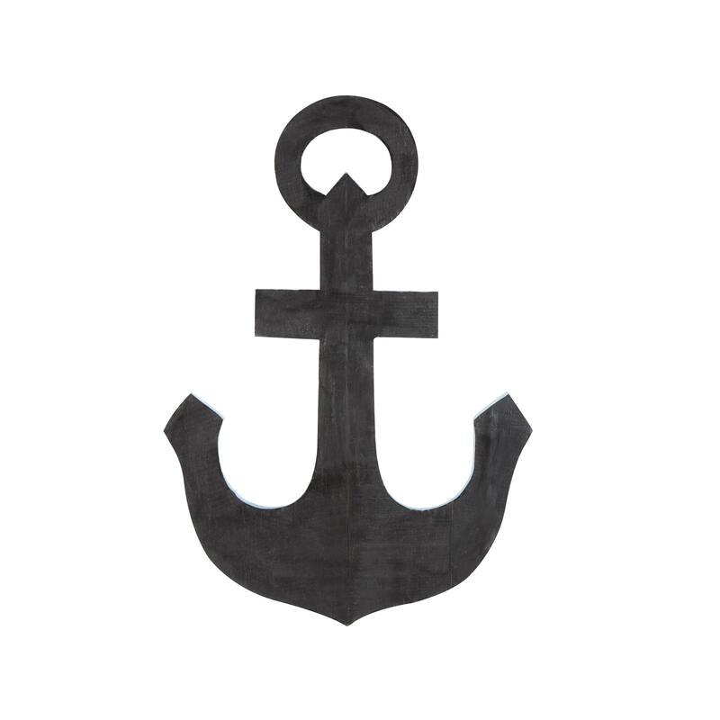 Wood Anchor Distressed Home Wall Decor with Brown and Cream Accents - Blue - Roche River Decor