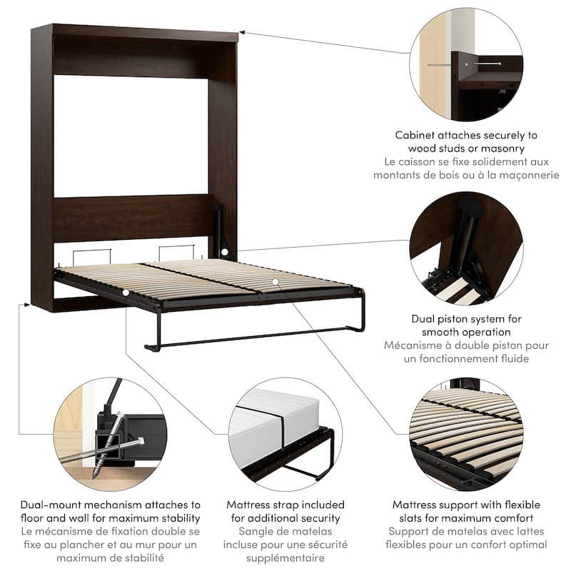 Pur 65W Queen Murphy Bed for Multipurpose Room by Bestar