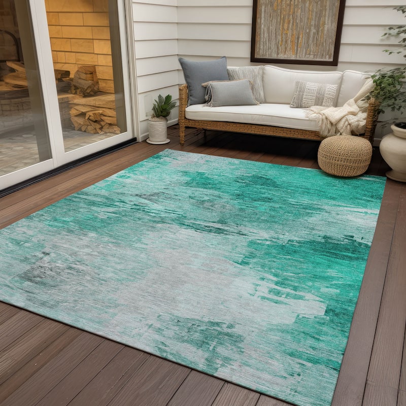 Machine Washable Indoor/ Outdoor Chantille Abstract Ombre Rug