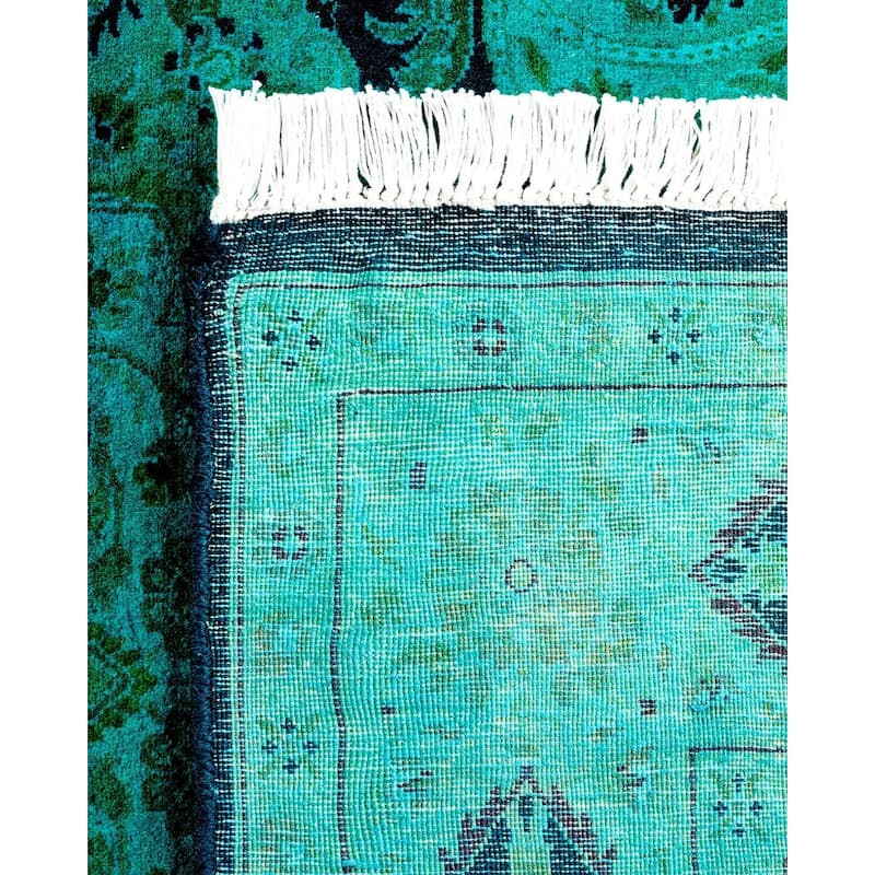 Overton Hand Knotted Wool Vintage Inspired Modern Contemporary Overdyed Blue Area Rug - 4' 2" x 6' 4"