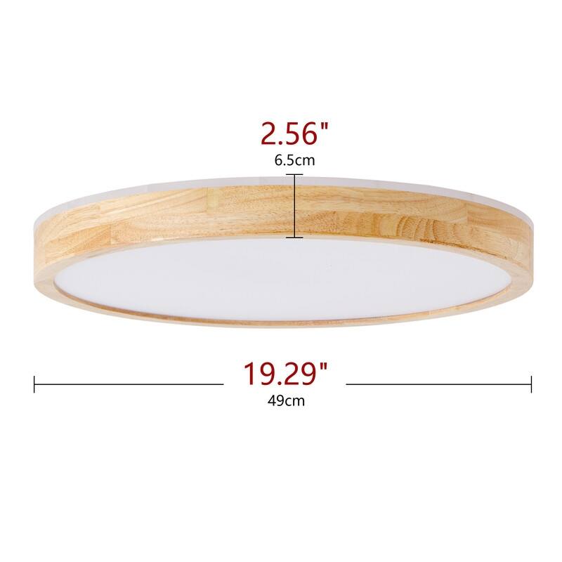 Modern Wood Grain Flush Mount Ceiling Light Milky White LED Fixture for Living Room Bedroom