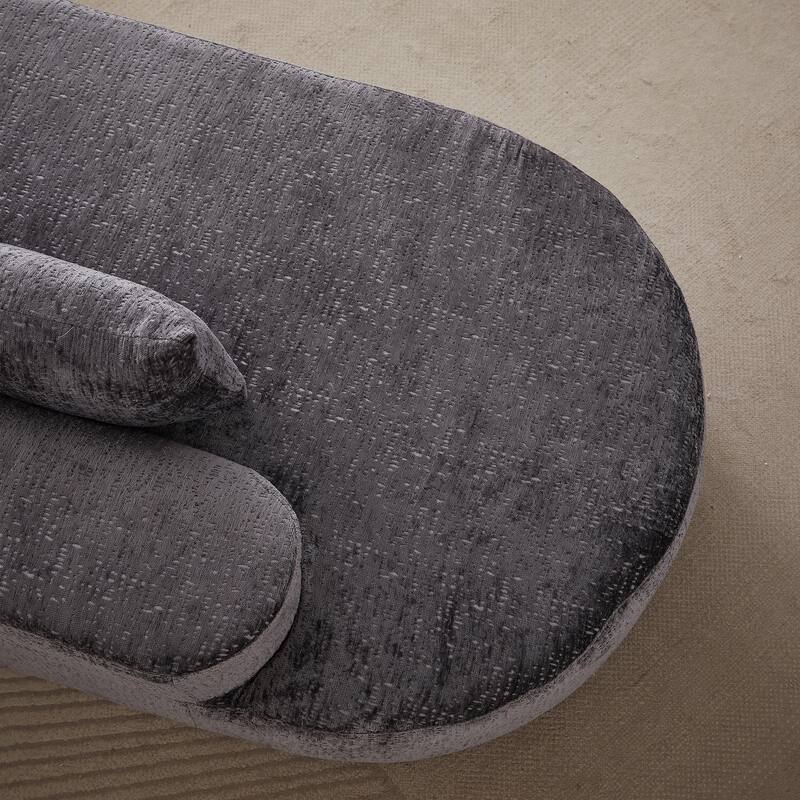 114" Chenille Cloud Sectional Sofa with Extra Deep Seating, and 4 Throw Pillows & No-Assembly Design
